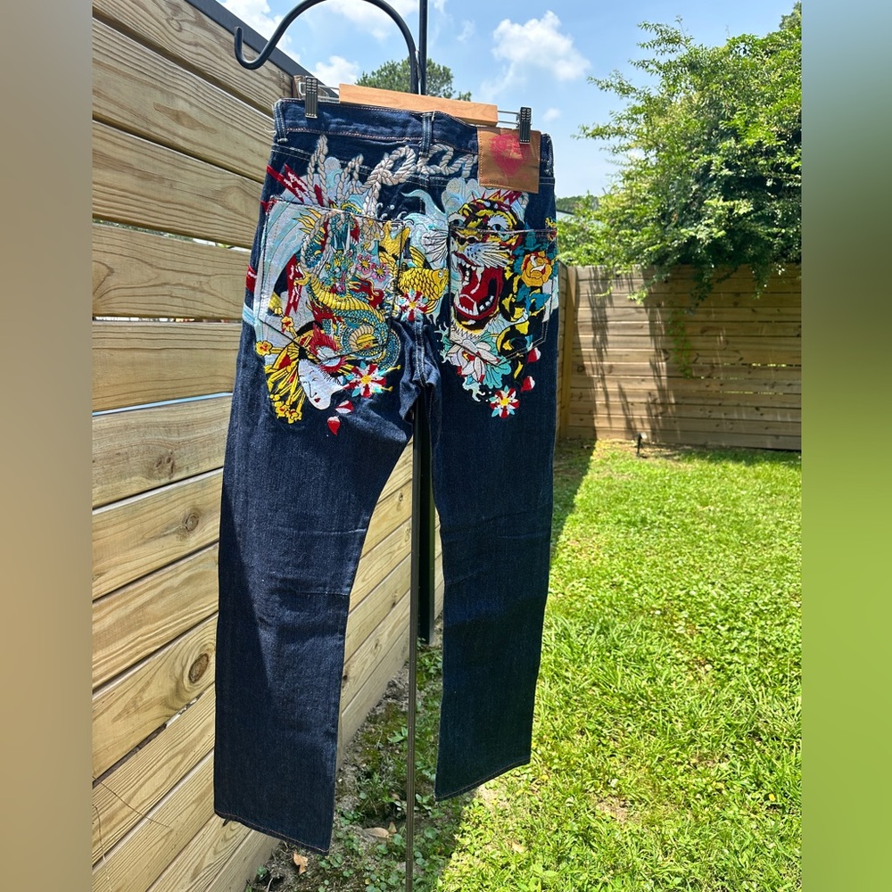 SOLD Ed Hardy Japan + Tiger + Dragon Tattoo Jeans 2008, 32 x 32